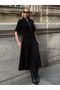 Women's Black Zipper Closure Collared Short Sleeve Dress - 3