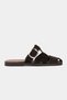 Lenox Bitter Brown Genuine Suede Belt Detailed Flat Sole Women's Slippers - 6