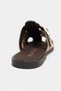 Honey Rome Beige Genuine Suede Buckle Detailed Flat Sole Women's Slippers - 7