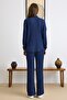Self-Patterned Shirt and Trousers Two-Piece Set Dark Blue 9412-Tk - 8