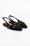 Black Women's Ballerinas with Gold Accessories