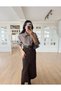 Women's Brown Striped Shirt with Scarf
