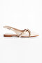 Beige Women's Ballerinas with Gold Accessories - 2