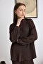 Self-Patterned Shirt and Trousers Two-Piece Set Brown 9412-Tk - 5