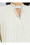 Cream Pleated Embellished Neckline Maxi Dress - 4