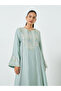 Green Embroidered A-Line Jalabiya - 2