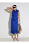 Blue Side Pleated Sleeveless Midi Dress - 7