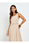 Beige Sleeveless A-Line Maxi Dress - 2