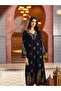 Black Foil Print A-Line Jalabiya - 2