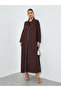 Brown Embroidered Trim A-Line Abaya