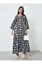 Black Floral Print A-Line Jalabiya