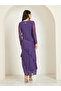 Purple Ruffle Detail Sheath Maxi Dress - 5