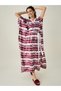 White and Maroon Floral Printed Kaftan Nightdress