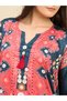 Printed Satin Kaftan Nightdress with 3/4 Sleeves - 4