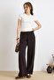 Elastic Waist Comfortable Cut Soft Denim Trousers Brown 7587 - 2