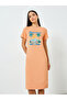 Orange Beach Print T-Shirt Dress - 2