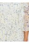 Women White Floral Print Midi Dress with 3/4 Sleeves - 4
