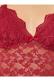 Burgundy Lace Trim Robe and Slip Dress Set - 3