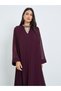 Burgundy Pleated Embellished Neckline Maxi Dress - 2