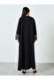 Black Embroidered Sleeve Cuff A-Line Abaya - 5