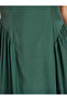 Green Short Sleeves Pleated A-Line Maxi Dress - 4