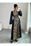 Navy Blue Floral Panel Printed Tassel Detail Jalabiya - 6