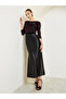Black Velvet Embellished Mermaid Hem Maxi Dress
