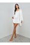 White Lace Trim Robe and Slip Dress Set - 3