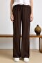Elastic Waist Wide Leg Modal Trousers Brown 7588 - 2