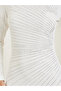 White Embellished Rhinestone Bodycon Maxi Dress - 4