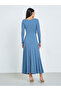 Blue Long Sleeve Bodycon Maxi Dress - 5