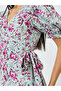 Green Floral Print Ruffled Hem Midi Dress - 5