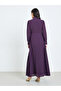 Purple Pleated Maxi Dress with Bow Tie - 5