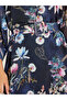 Black Floral Print A-Line Maxi Dress with Belt - 5