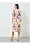 Floral Printed Ruffled Detail Midi Dress - 6