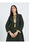 Women Green Embroidered Trim Printed Jalabiya - 2
