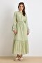 Fisto Detailed Lace-Up Sleeves Dress Çağla 9429-E - 5