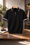 Men's 3-Piece Set Ribbed Knitwear Polo Collar Half Zipper Comfortable Fit T-Shirt - 3