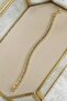 Triangle Gold Zircon Stone Detail Steel Bracelet