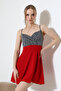 Shiny Textured V-Neck Strappy Mini Dress - 5