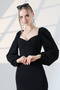 Princess Sleeve Double Breasted Collar Midi Dress - 4