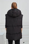 Women's Black Hooded Oversize Boyfriend Puffer Vest - 3