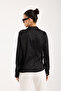 Half Placket Gathered Front Satin Jacquard Shirt - 6
