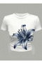 Women's Large Floral Print Crop T-Shirt - 2