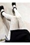 White Thin Fishnet Pantyhose with Floral Motifs White Stretchy Fishnet Socks - 6