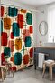 Bathroom Curtain, Color Block Patterned Shower Curtain, Bathtub Curtain 175X200Cm - 2