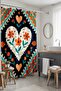 Bathroom Curtain, Ethnic Spring Heart Pattern Shower Curtain, Bathtub Curtain 175X200Cm - 2