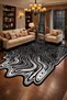 Sdt Black Gray Tones Abstract Wavy Patterned Woven Base Modern Decorative Carpet Sdt58 - 2