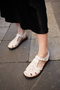 Ern-2360 Eren Shoes&Bag Genuine Leather Laser Patterned Velcro Detailed Women's Sandals Real Leather Cream - 2