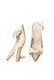 Women's Beige Satin Mid-Heel Stiletto with Bow New Season Hk1092 - 7
